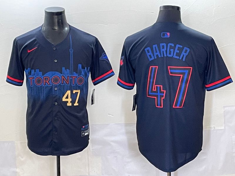 Men 2025 Toronto Blue Jays #47 Barger Black Joint Name Nike MLB Jersey style 3